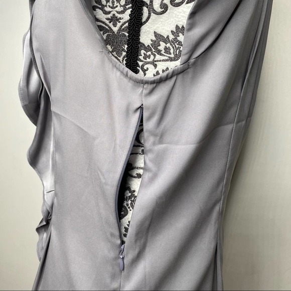 Express GRAY RUFFLE FRONT CAP SLEEVE - Picture 6 of 7